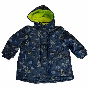 2/$30 Kids Dinosaur Print Fleece Lined Ski Winter Snow Coat Jacket